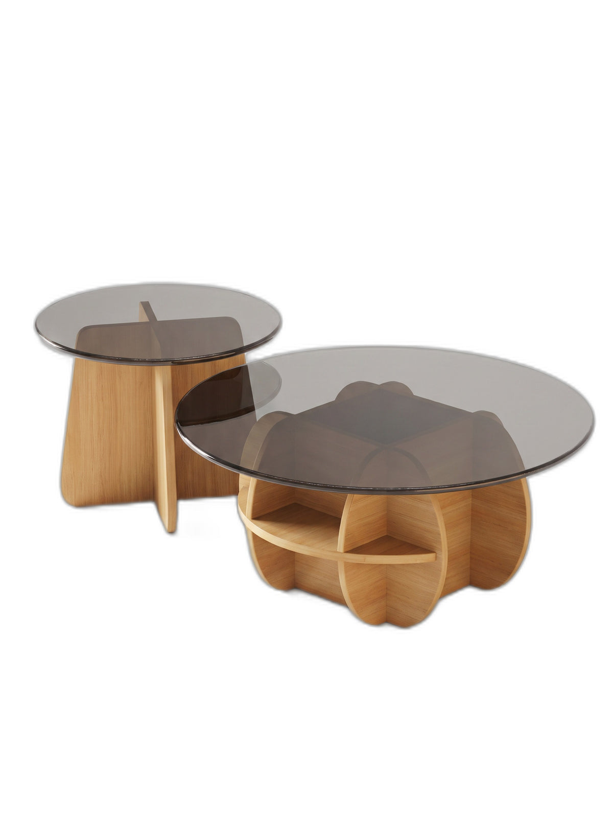 Table basse corolle teinte Naturel, packshot fond blanc