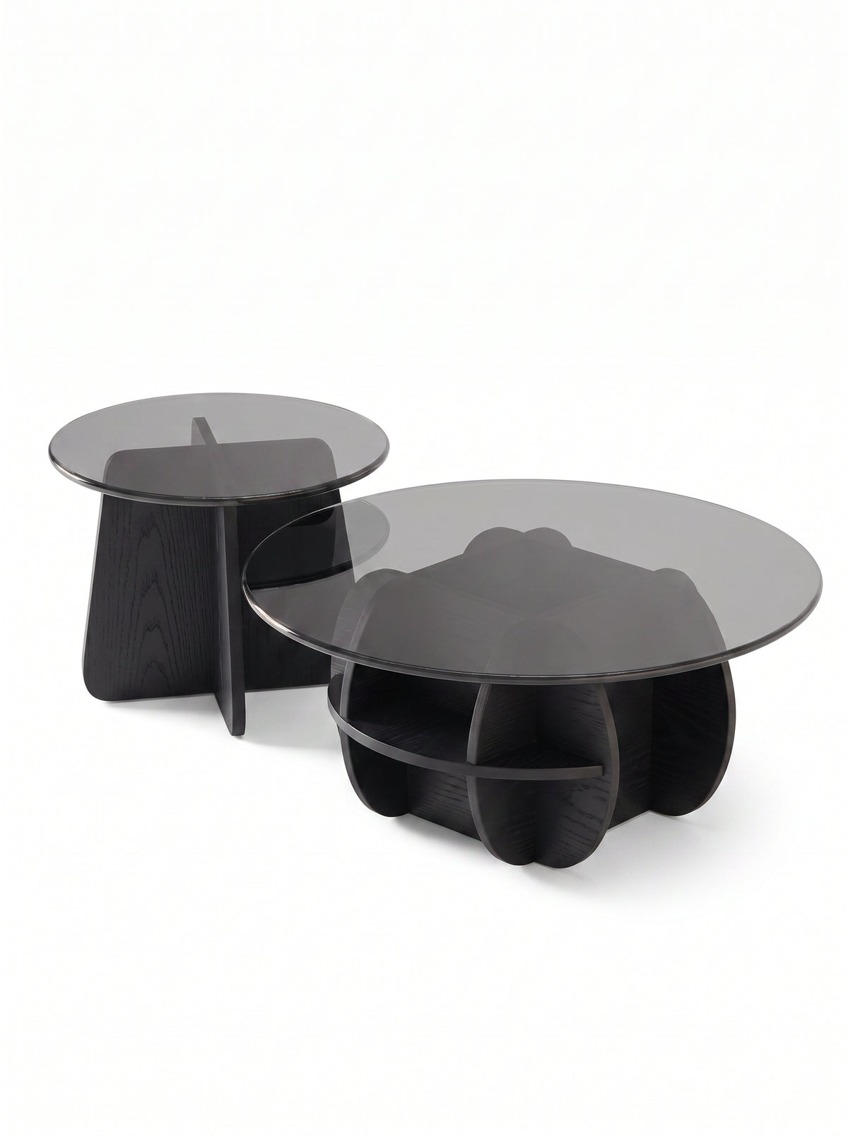 Table basse corolle teinte Noir, packshot fond blanc