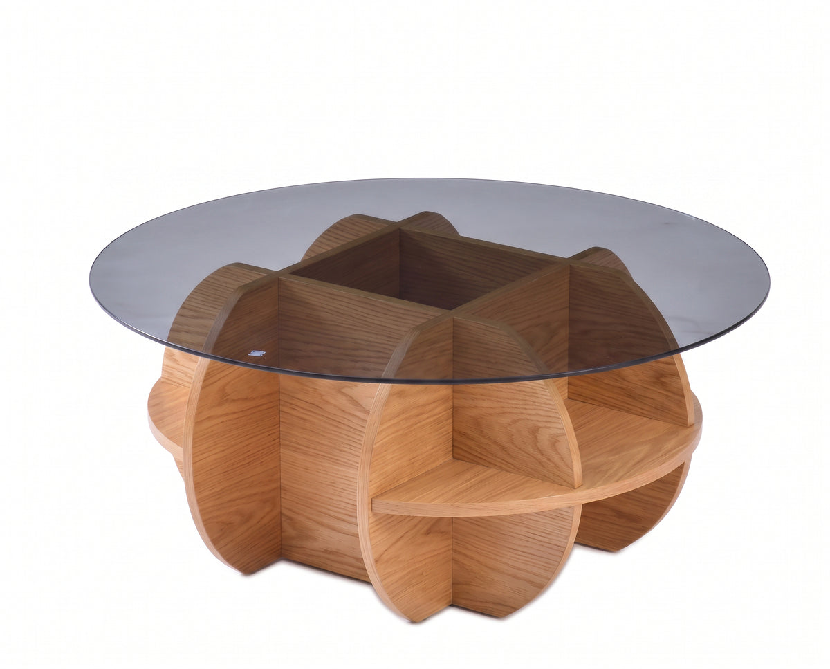 Table basse petale teinte Naturel, packshot fond blanc