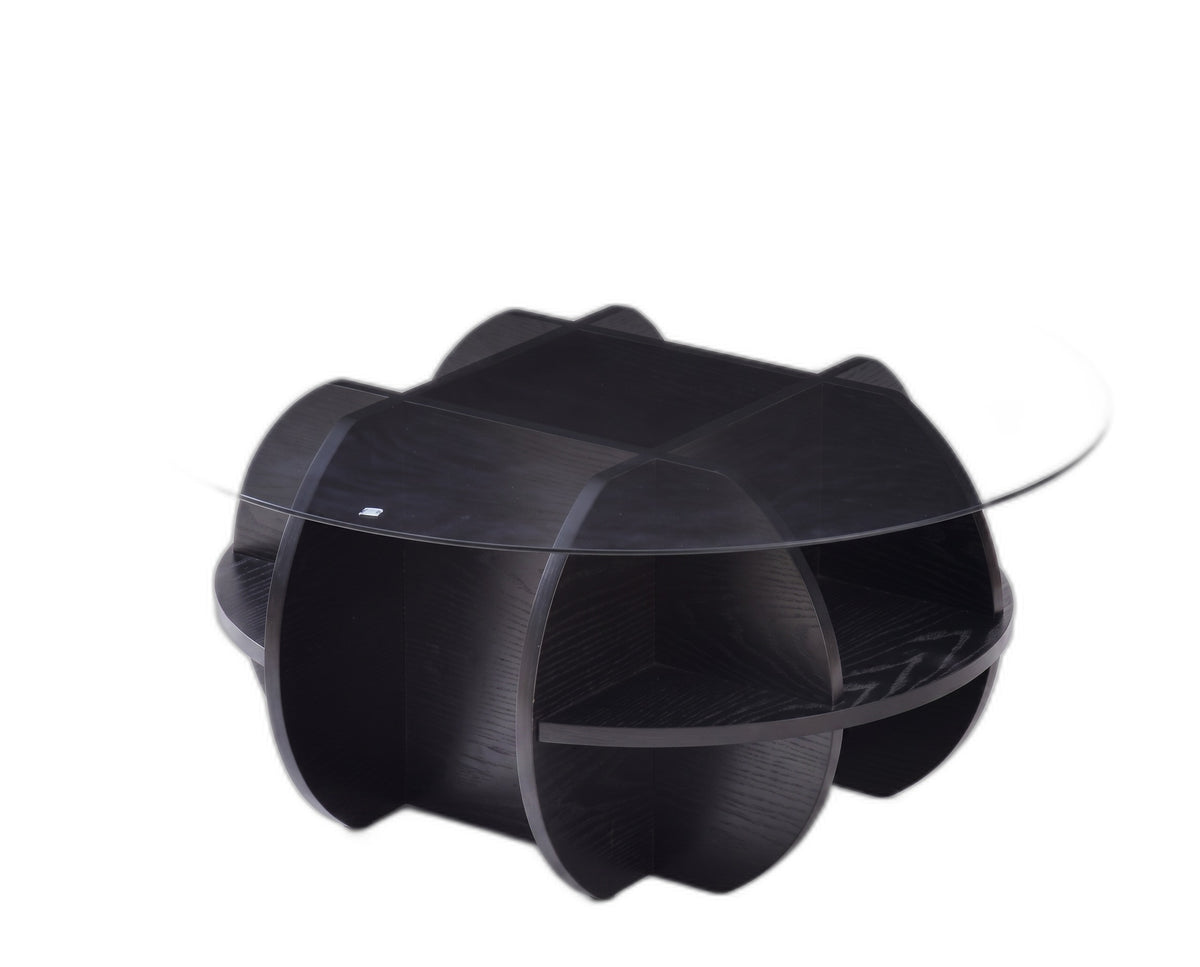 Table basse petale teinte Noir, packshot fond blanc