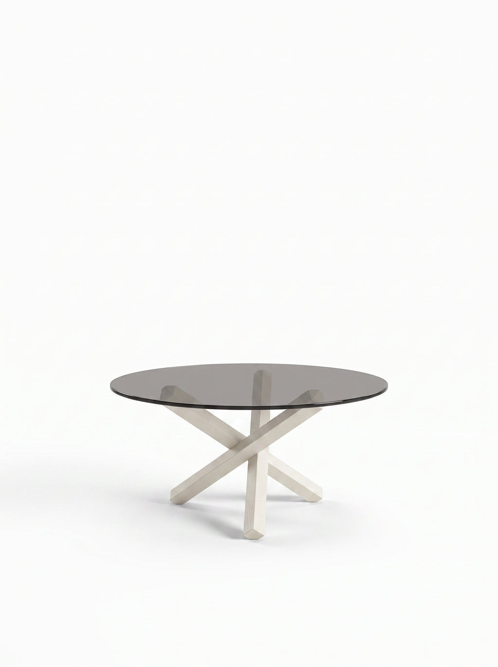 Table basse croisee teinte Blanc, packshot fond blanc