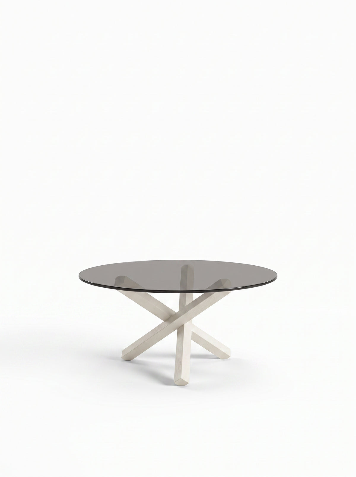 Table basse croisee teinte Blanc, packshot fond blanc