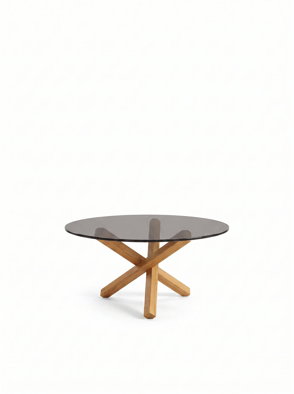 Table basse croisee teinte Naturel, packshot fond blanc