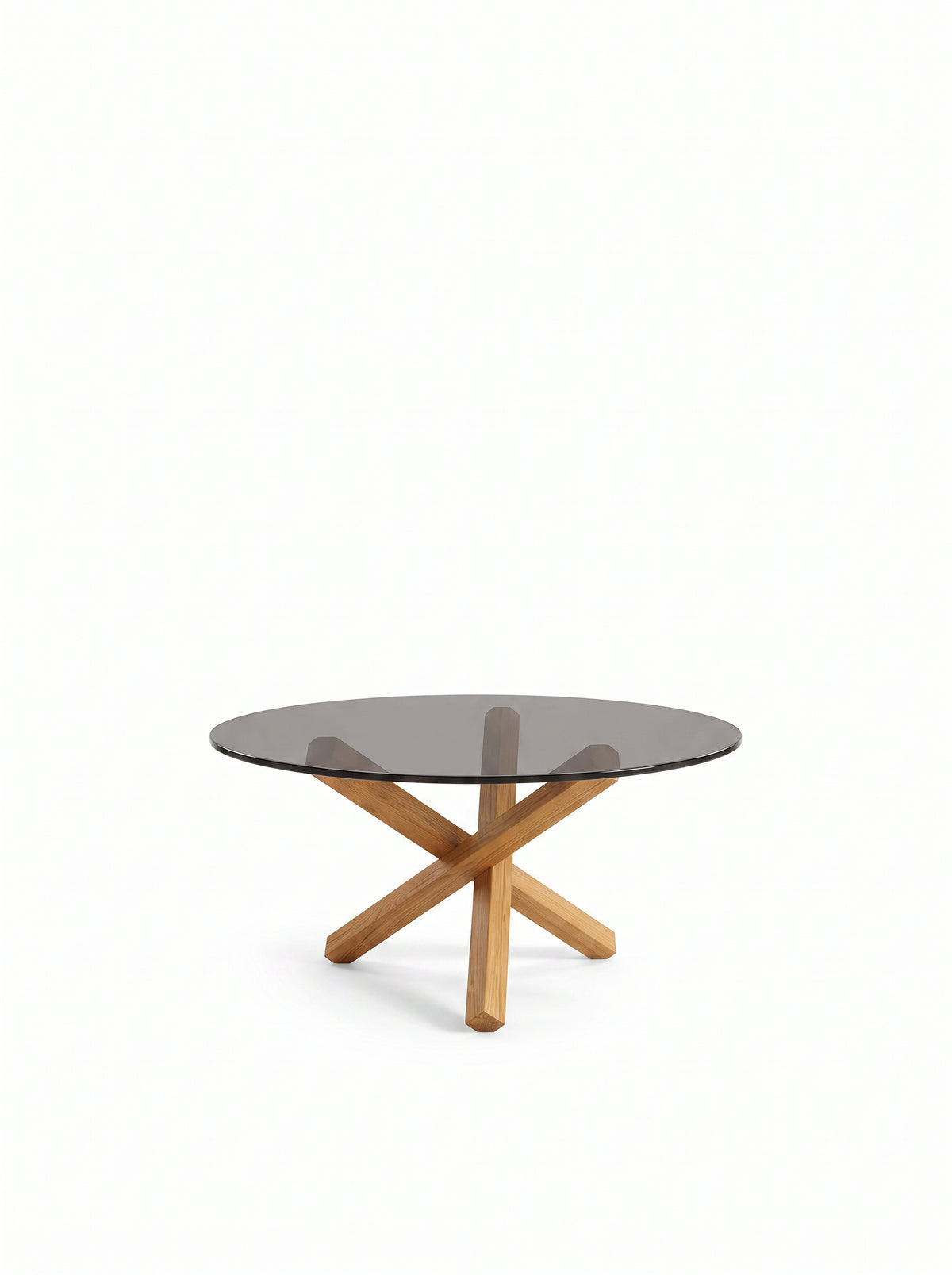Table basse croisee teinte Naturel, packshot fond blanc