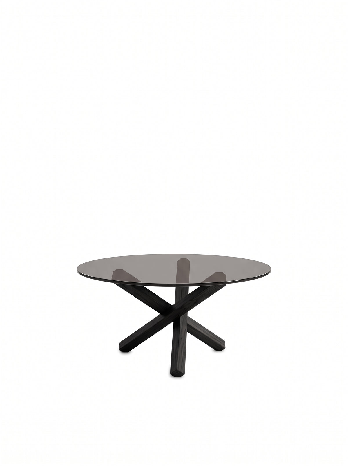 Table basse croisee teinte Noir, packshot fond blanc
