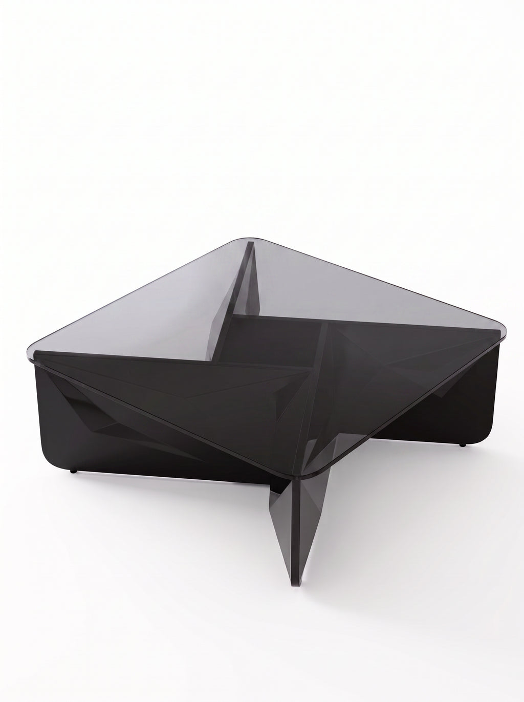 Table basse carrée en verre noir Onyx, packshot fond blanc