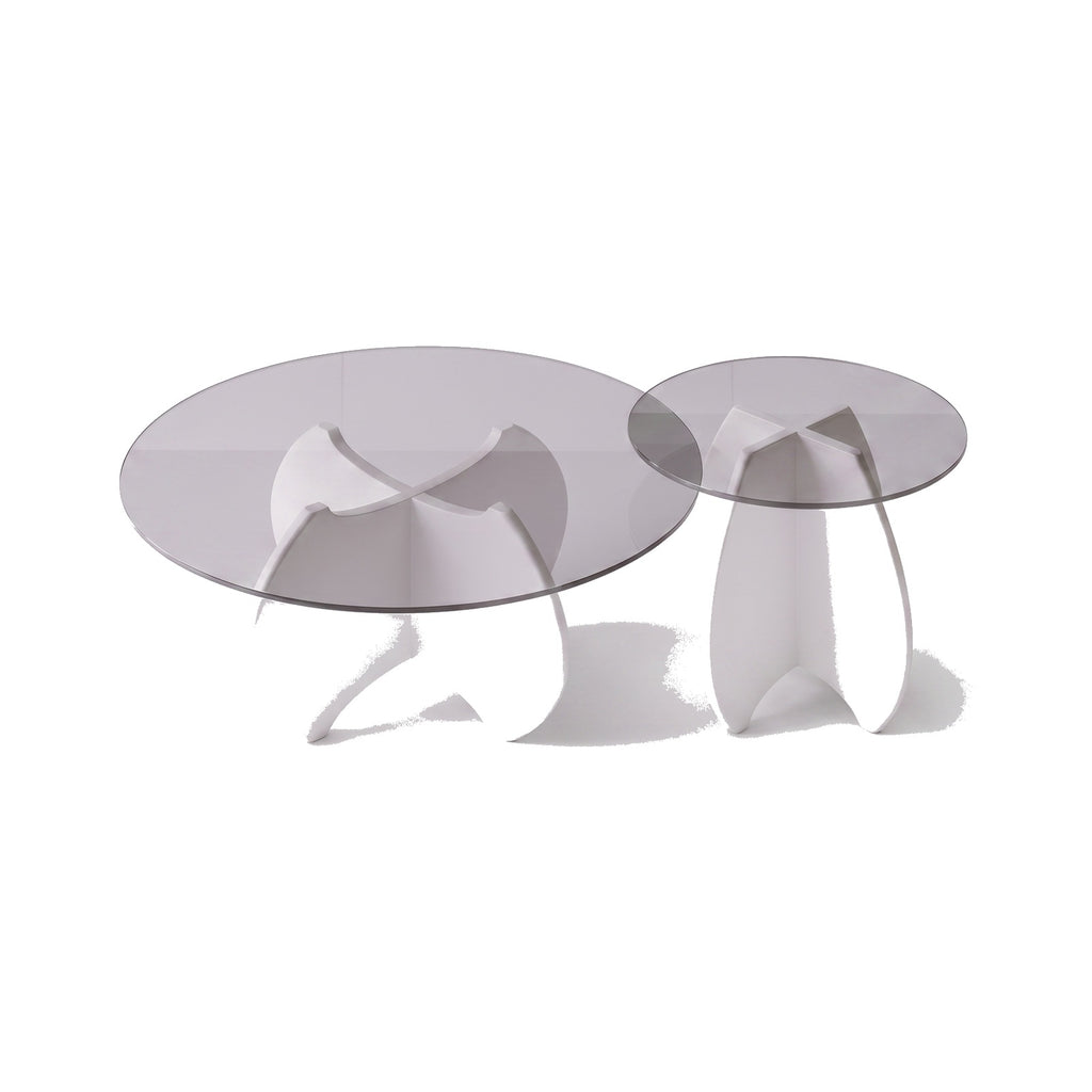 Table basse gigogne Calice teinte Blanc, packshot fond blanc