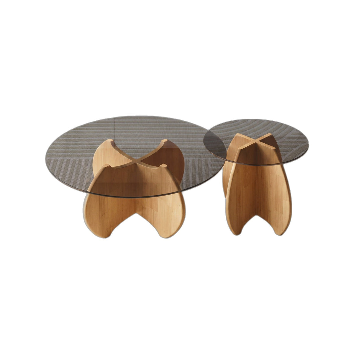 Table basse gigogne Calice teinte Naturel, packshot fond blanc