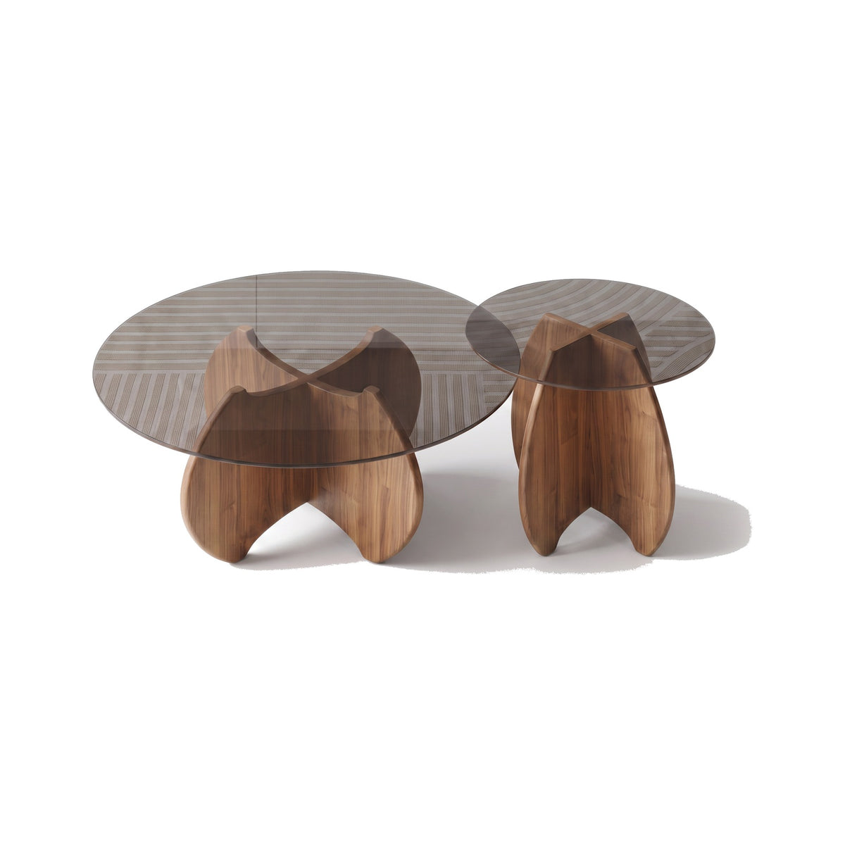 Table basse gigogne Calice teinte Noyer, packshot fond blanc