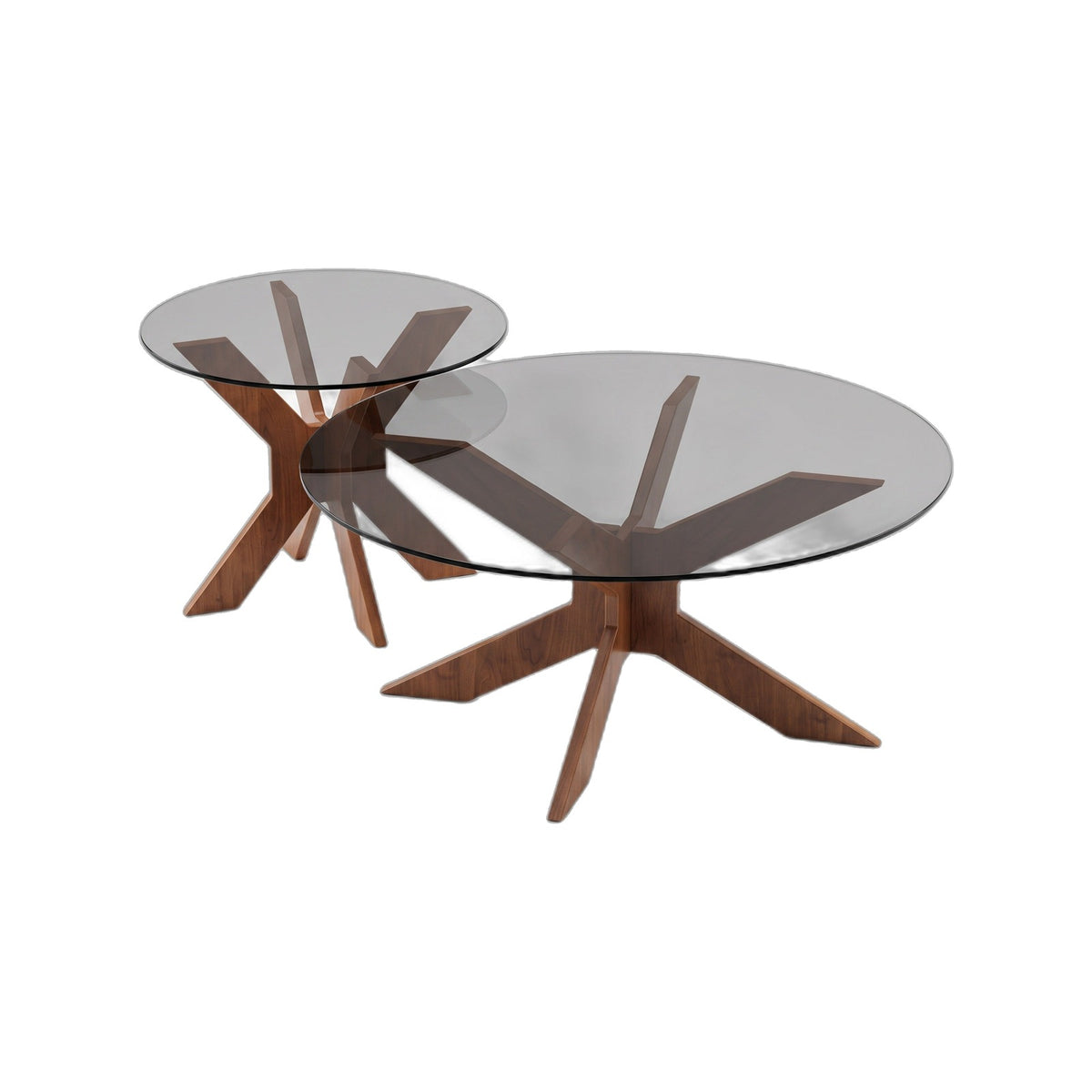 Table basse gigogne Comète teinte Noyer, packshot fond blanc