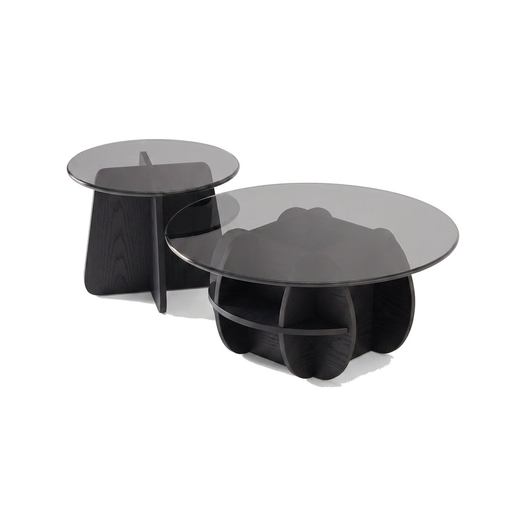 Table basse gigogne Corolle teinte Noir, packshot fond blanc