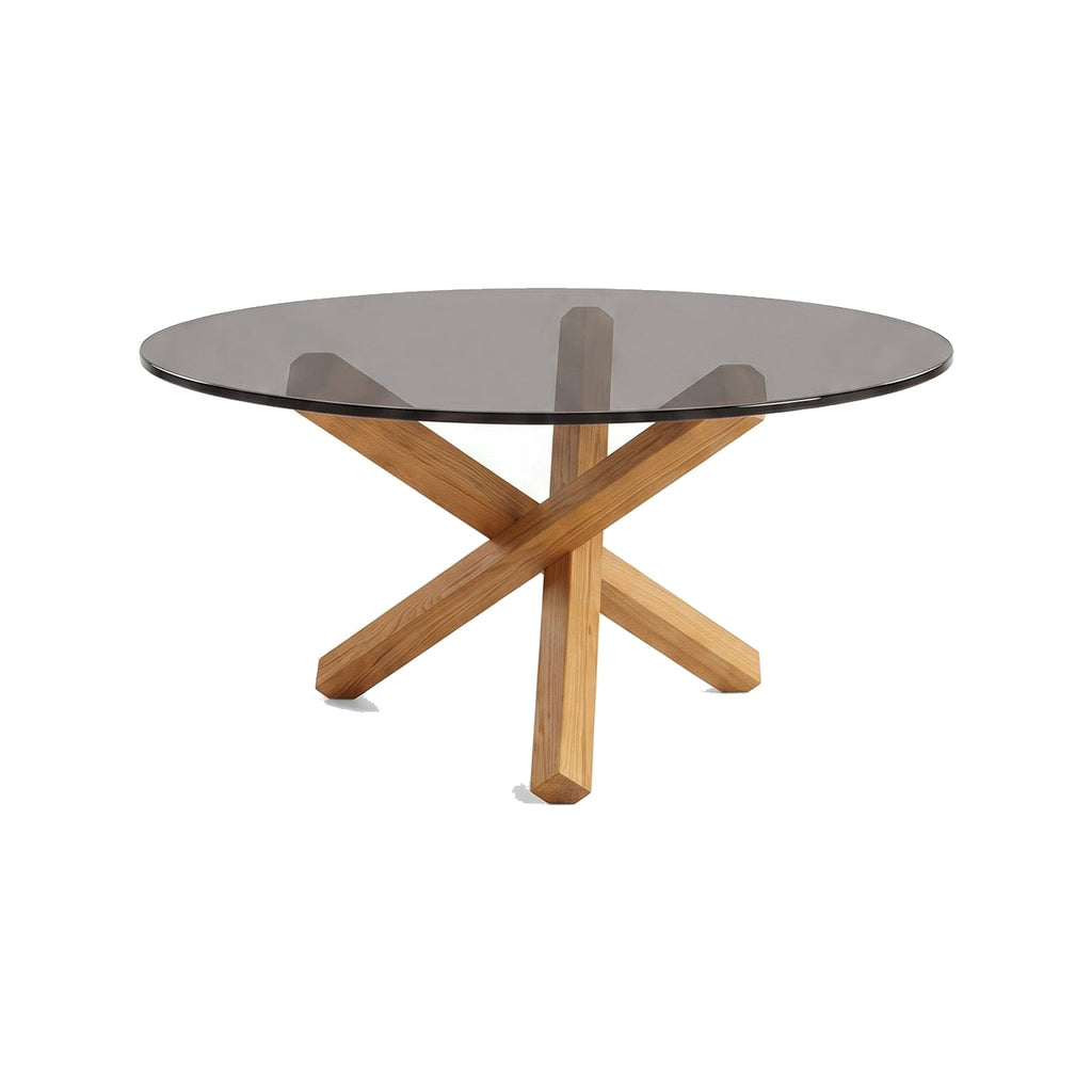 Table basse ronde Croisée teinte Naturel, packshot fond blanc