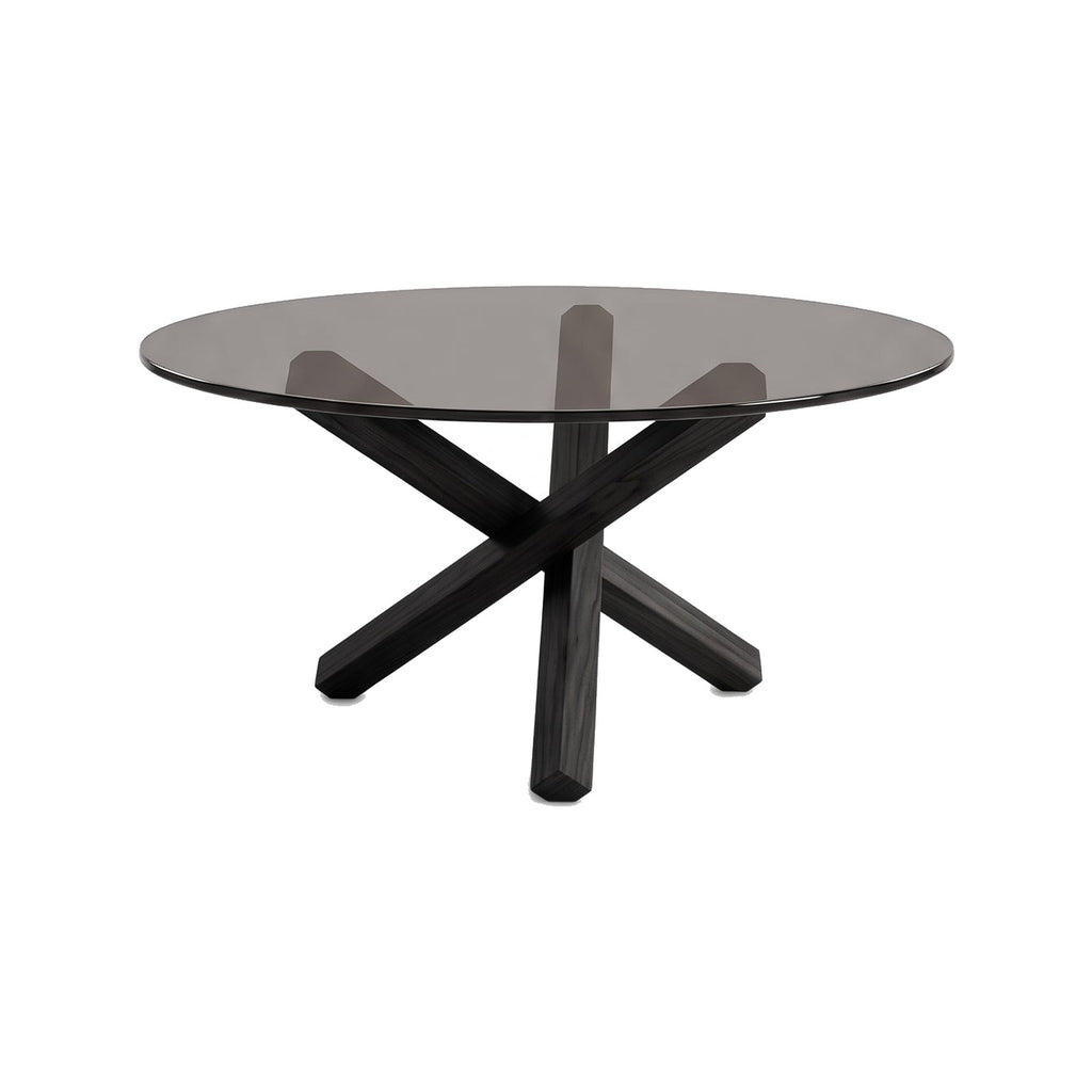Table basse ronde Croisée teinte Noir, packshot fond blanc