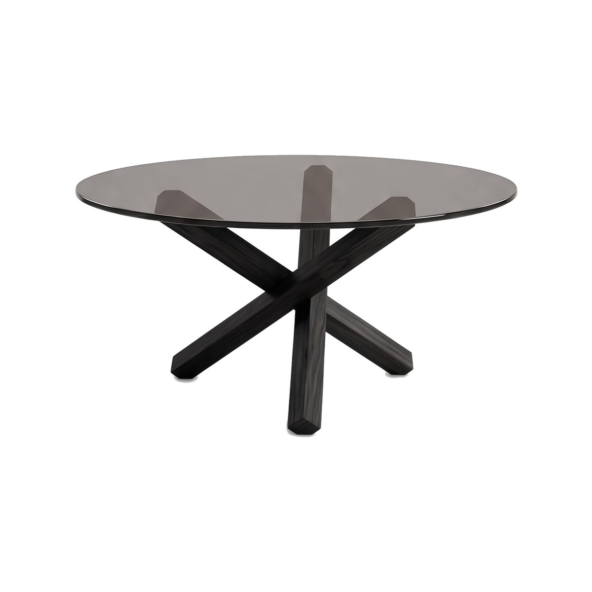 Table basse ronde Croisée teinte Noir, packshot fond blanc