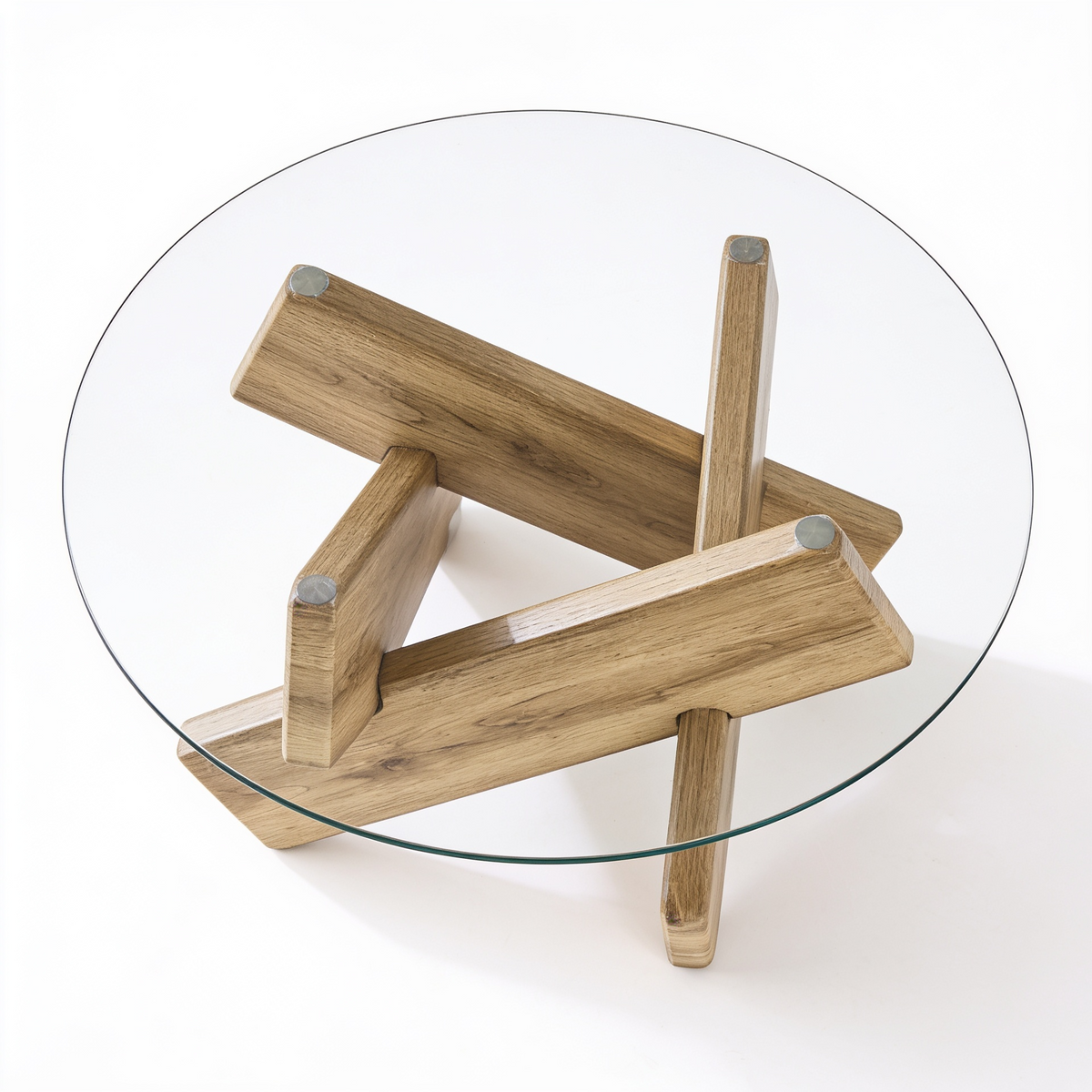 Table basse verre trempe - detail vue de dessus geometrie base Vitrame