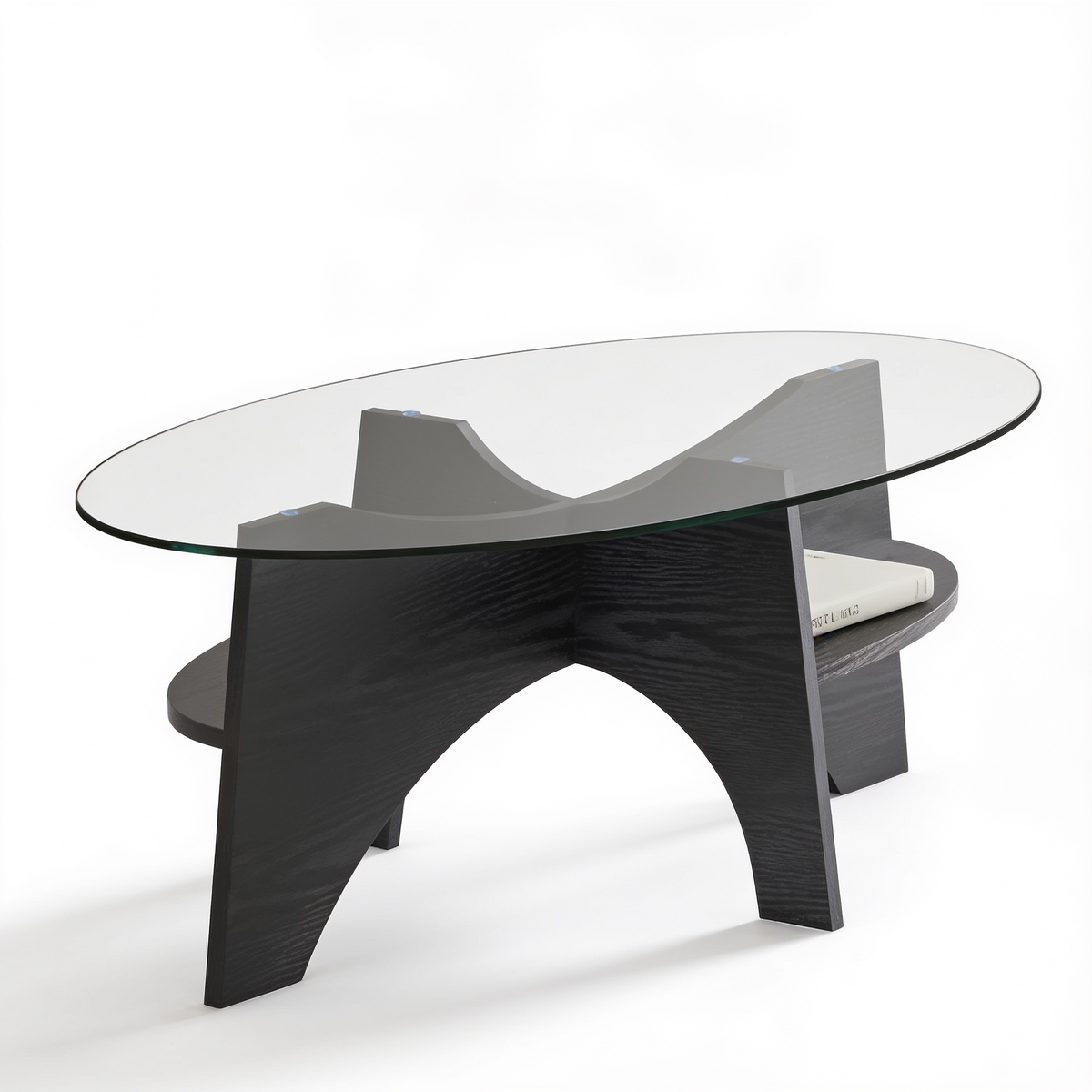 Table basse ovale verre trempe - fond blanc Vitrame