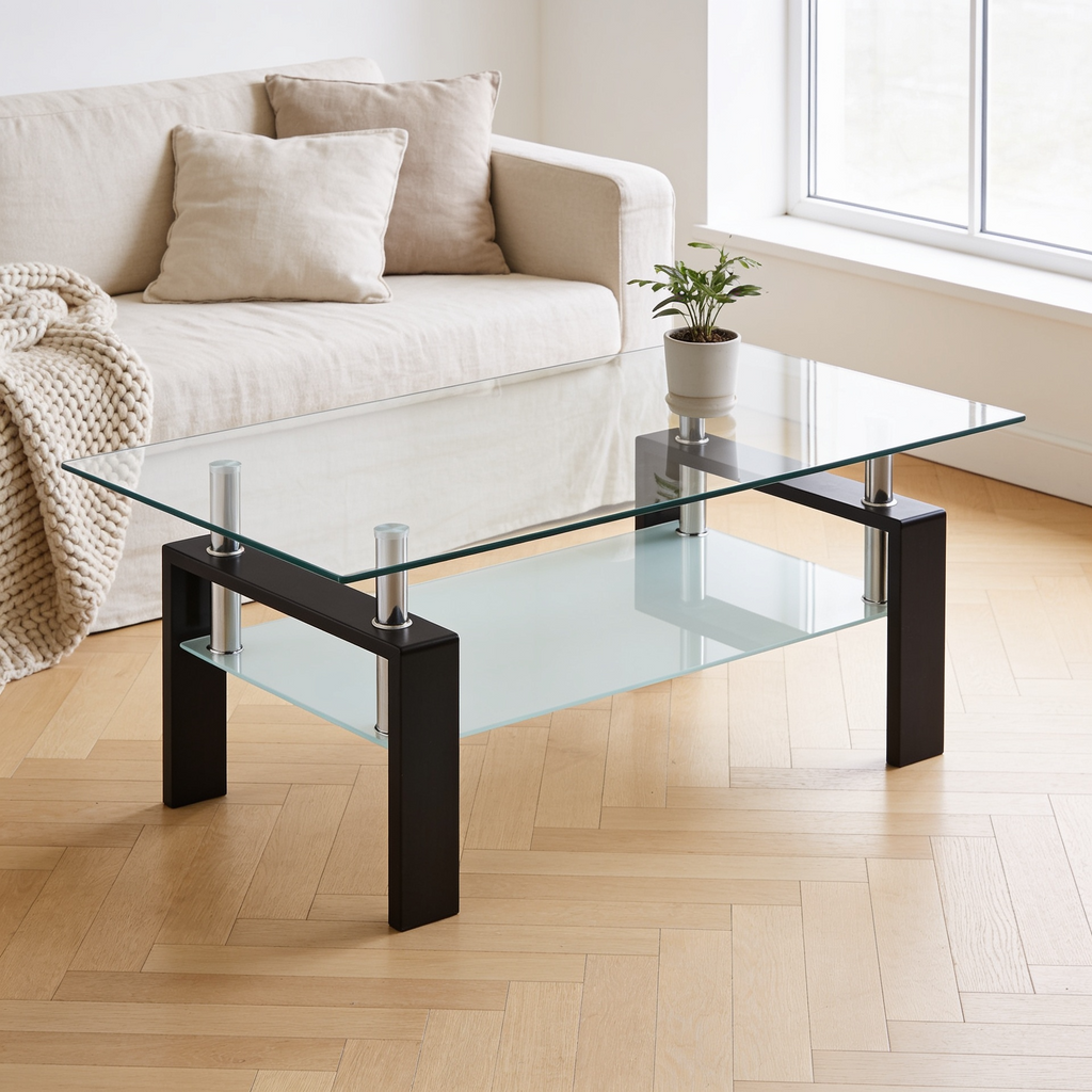 Table basse verre metal Noir - salon scandinave Vitrame
