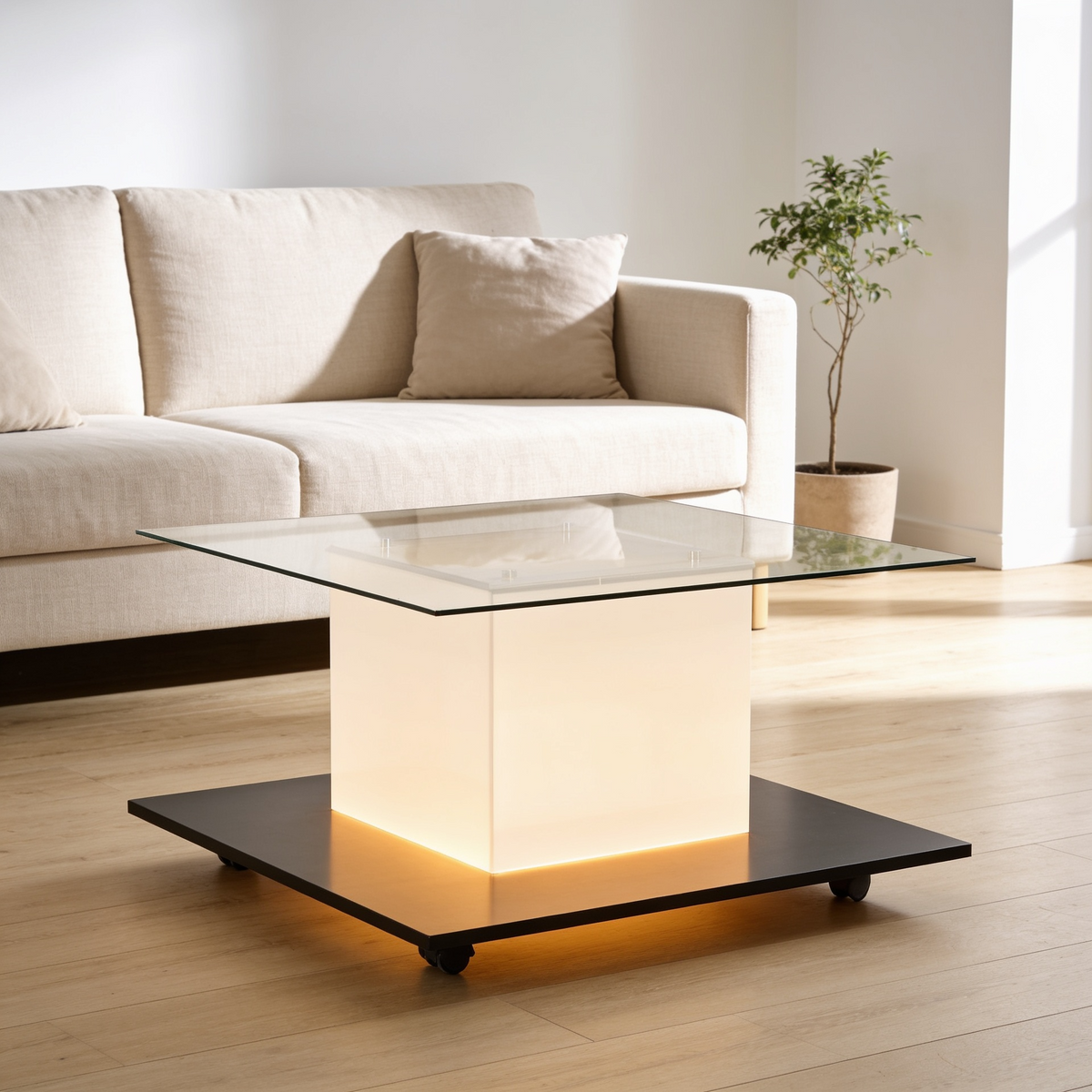 Table basse lumineuse LED - salon scandinave Vitrame