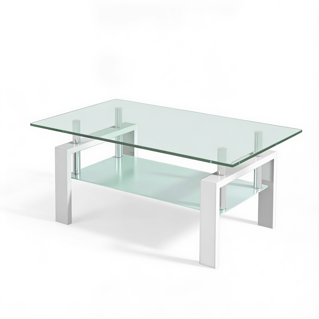 Table basse verre metal Blanc - fond blanc Vitrame