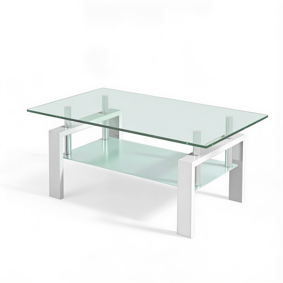 Table basse verre metal Blanc - fond blanc Vitrame