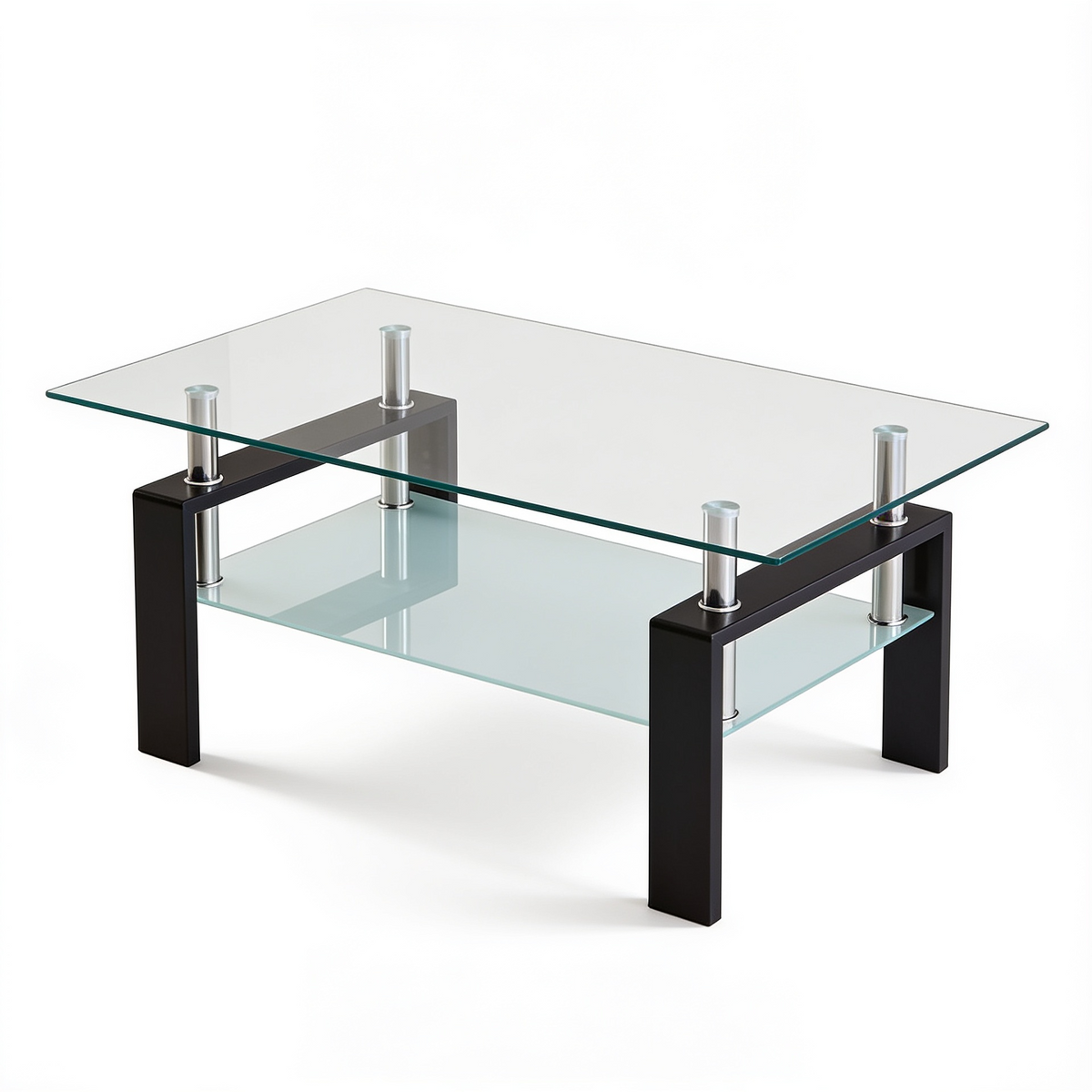 Table basse verre metal Noir - fond blanc Vitrame