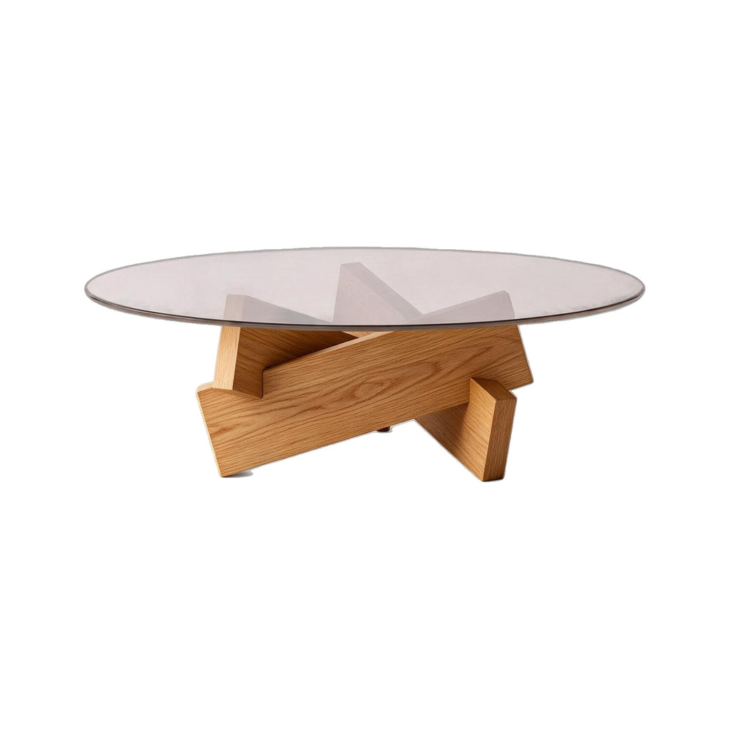Table basse ronde Orbe teinte Naturel, packshot fond blanc