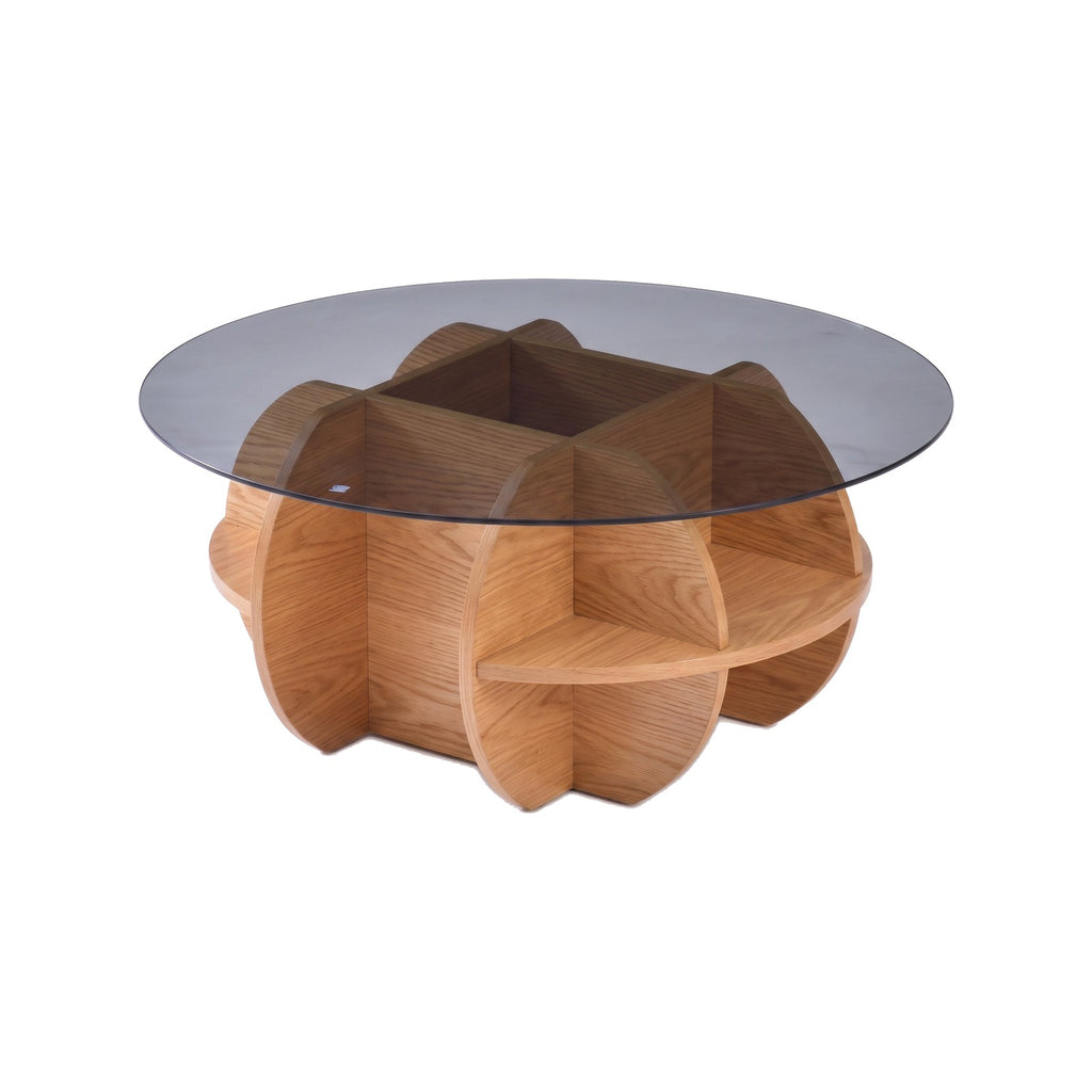 Table basse ronde Pétale teinte Naturel, packshot fond blanc