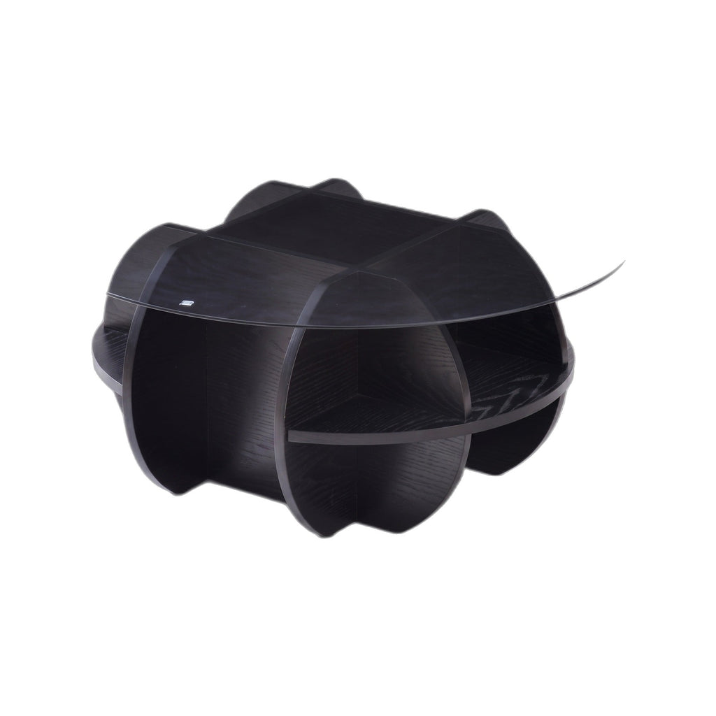 Table basse ronde Pétale teinte Noir, packshot fond blanc