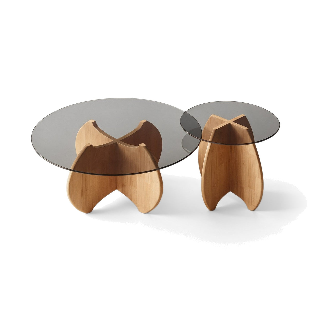 Table basse gigogne Calice teinte Naturel, packshot fond blanc