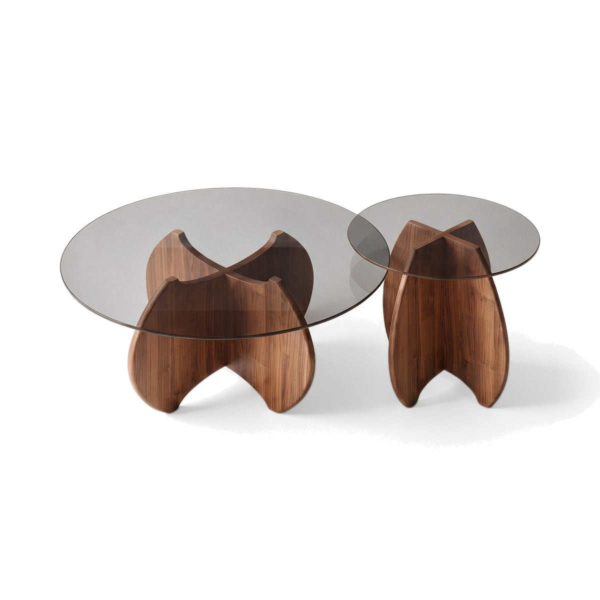 Table basse gigogne Calice teinte Noyer, packshot fond blanc