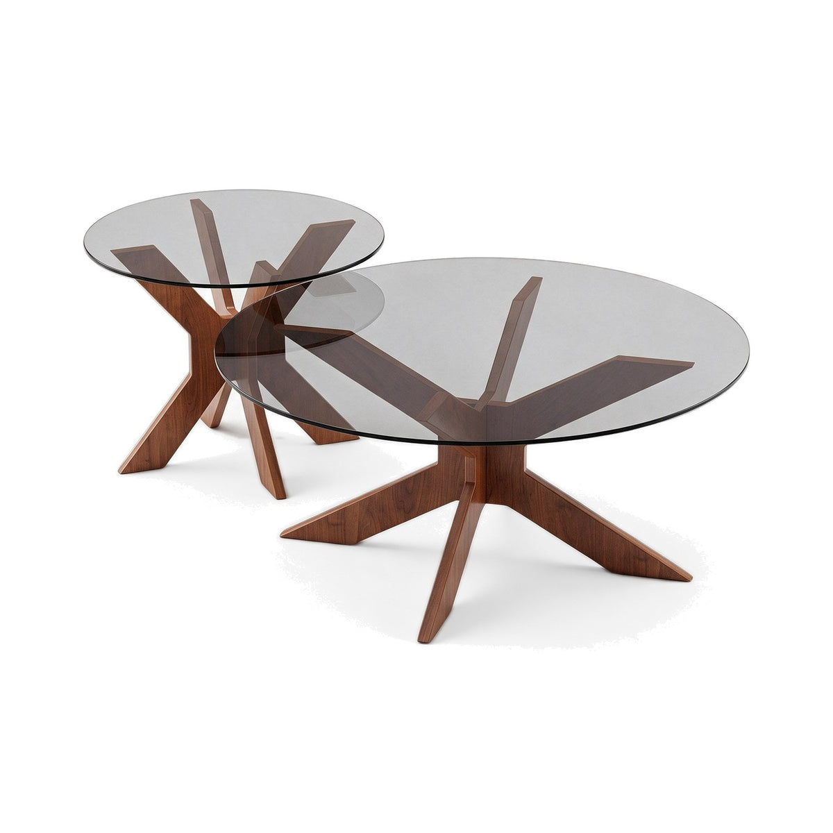 Table basse gigogne Comète teinte Noyer, packshot fond blanc
