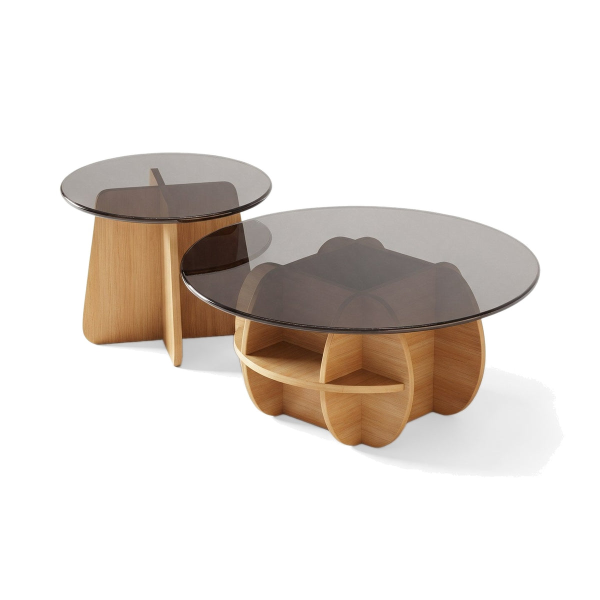 Table basse gigogne Corolle teinte Naturel, packshot fond blanc