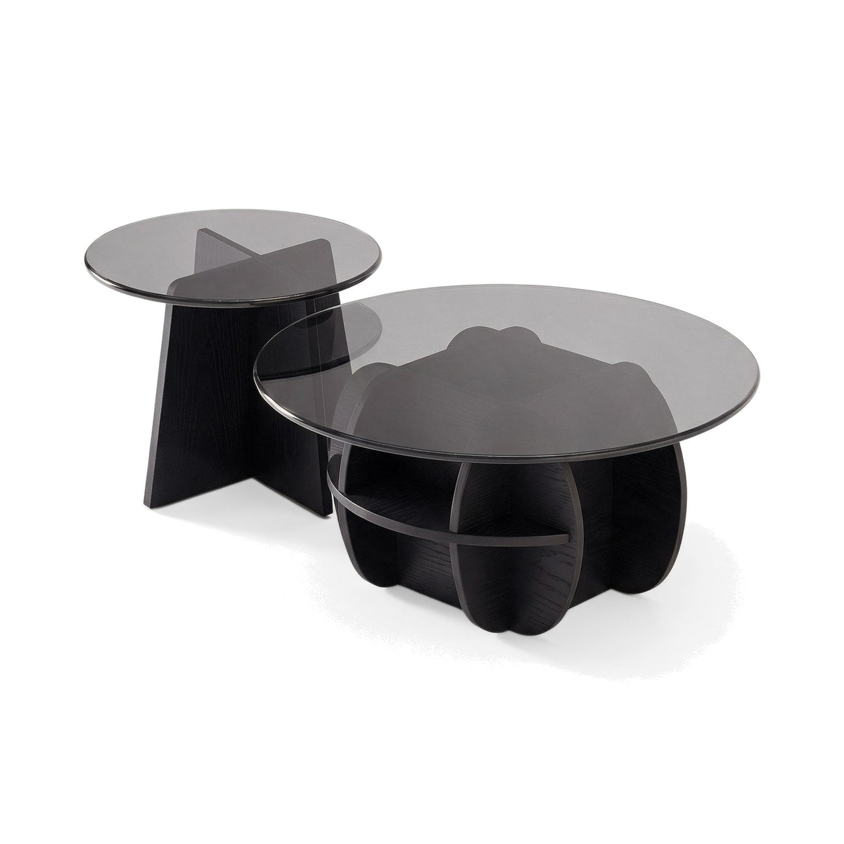Table basse gigogne Corolle teinte Noir, packshot fond blanc