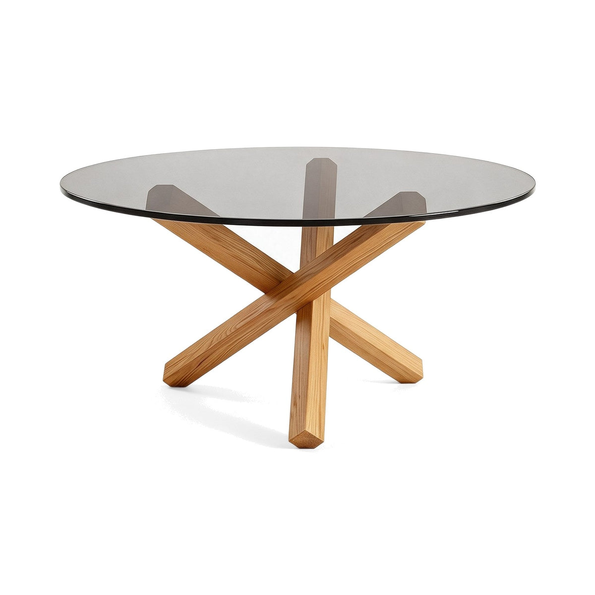 Table basse ronde Croisée teinte Naturel, packshot fond blanc