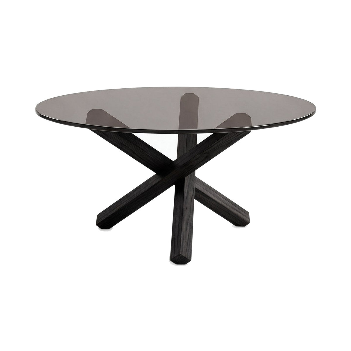 Table basse ronde Croisée teinte Noir, packshot fond blanc