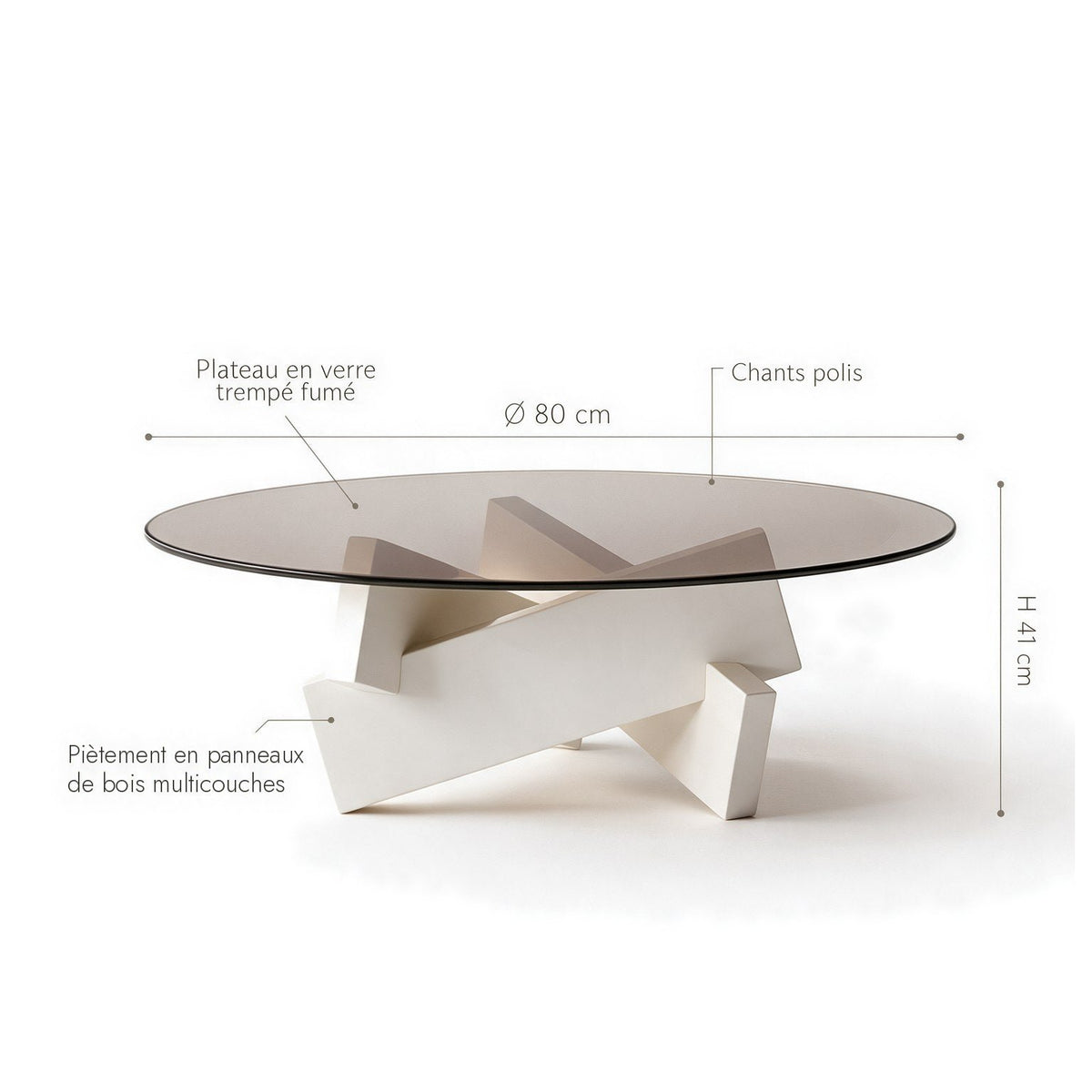 Table basse ronde Orbe teinte Blanc : dimensions (Ø 80 × H 41 cm) et matériaux