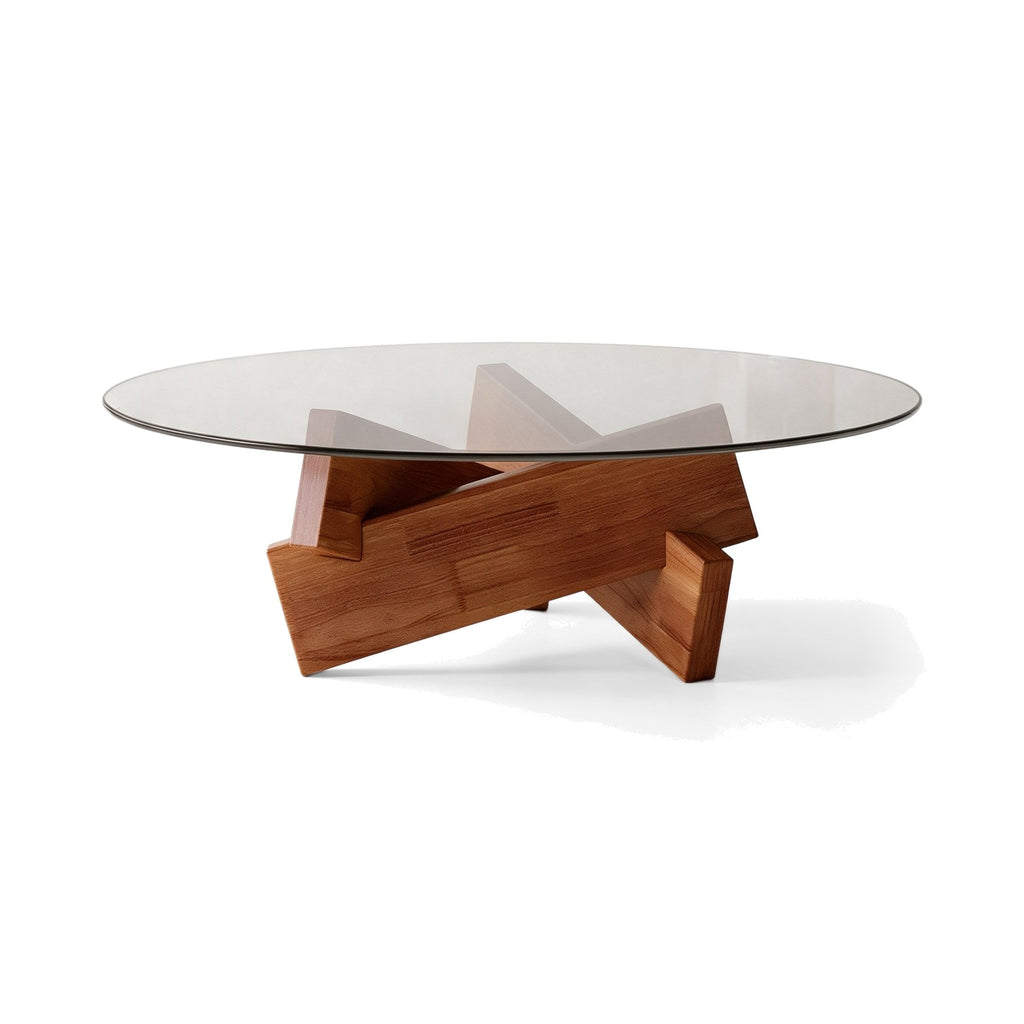 Table basse ronde Orbe teinte Naturel, packshot fond blanc