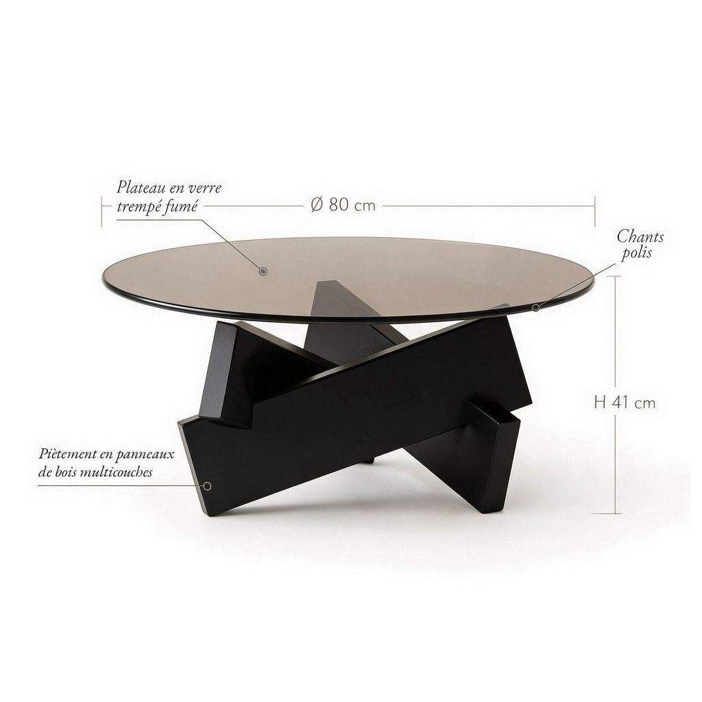 Table basse ronde Orbe teinte Noir : dimensions (Ø 80 × H 41 cm) et matériaux