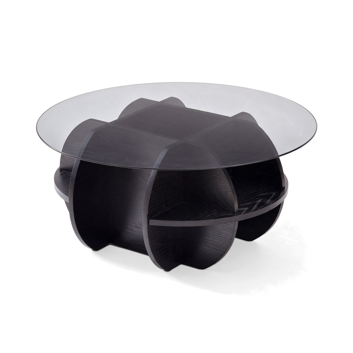 Table basse ronde Pétale teinte Noir, packshot fond blanc